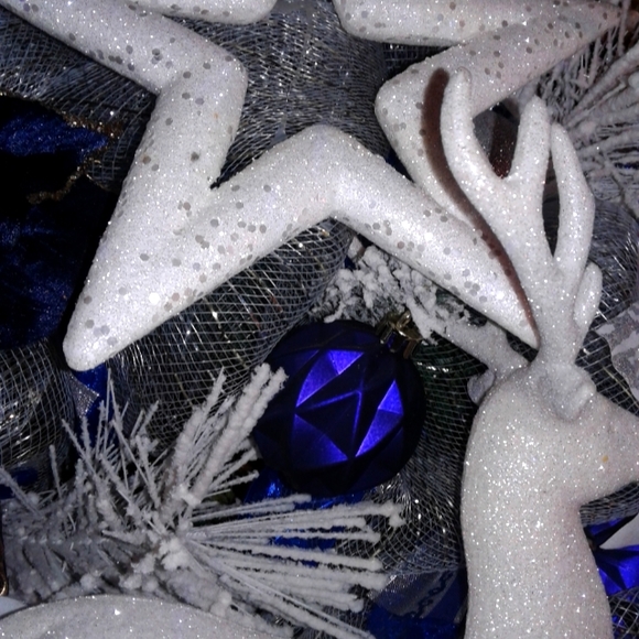 Stunning Handmade Christmas Wreath in Blue Tones NWOT - Picture 9 of 11